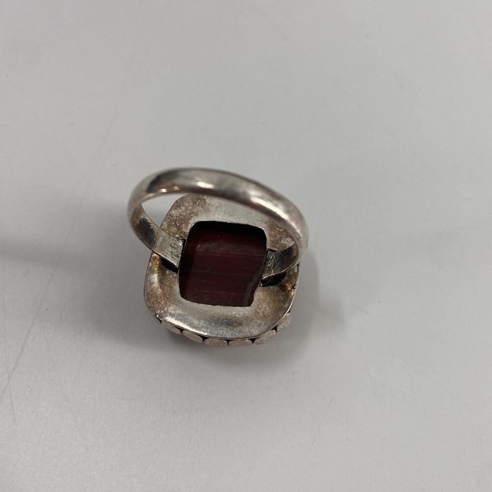 Sterling Silver Red Jasper Statement Ring Size 8.5 - image 4